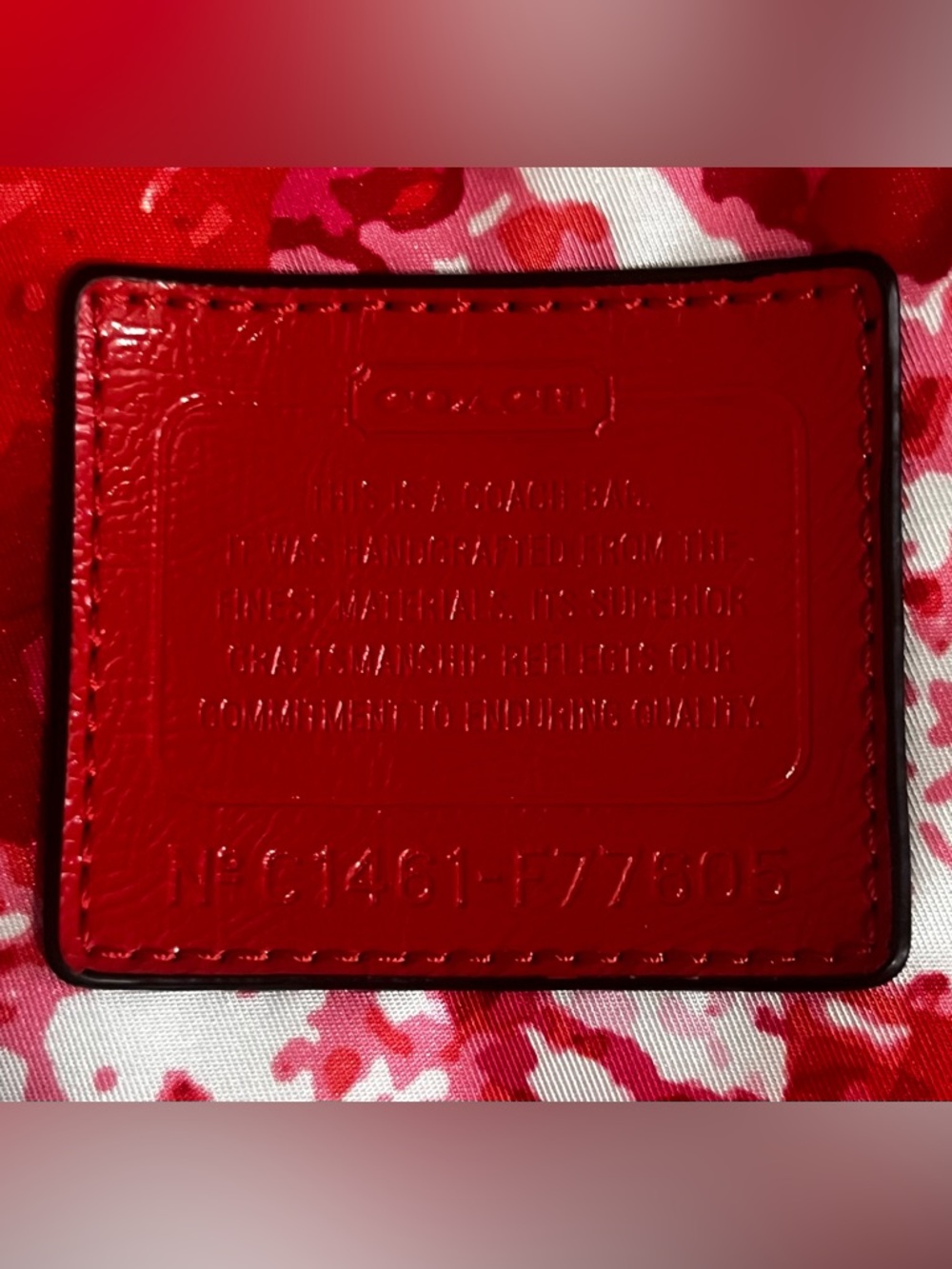 Coach Red Pink Abstract Print Tote Insert - Picture 3 of 8